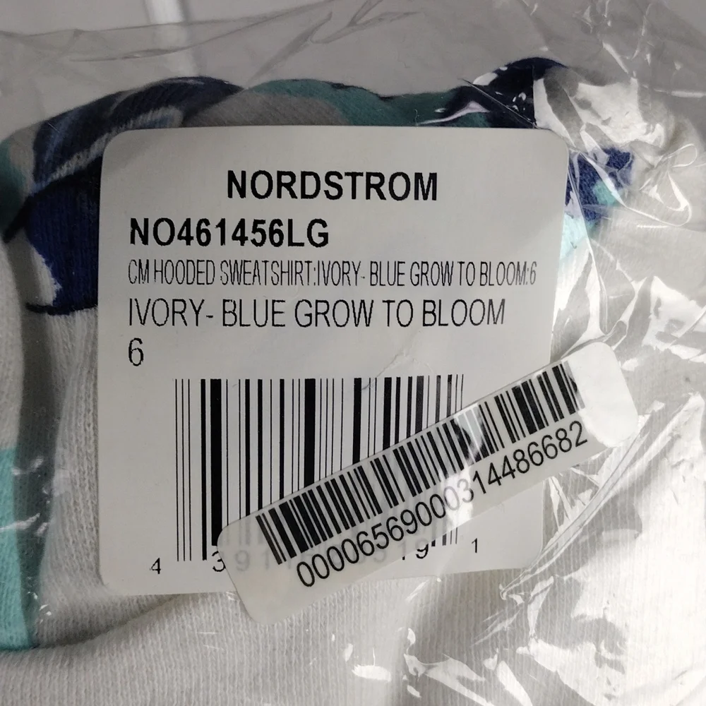 CRISTINA MARTINEZ Kids Print Cotton Hoodie Ivory Blue Grow To Bloom Size 7 NWT - Picture 4 of 6